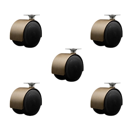 Service Caster 2-3/8'' Floor Safe Antique Hooded Twin Wheel Caster Top Plate, 5PK SCC-TP02S60D-NYU-WA-5